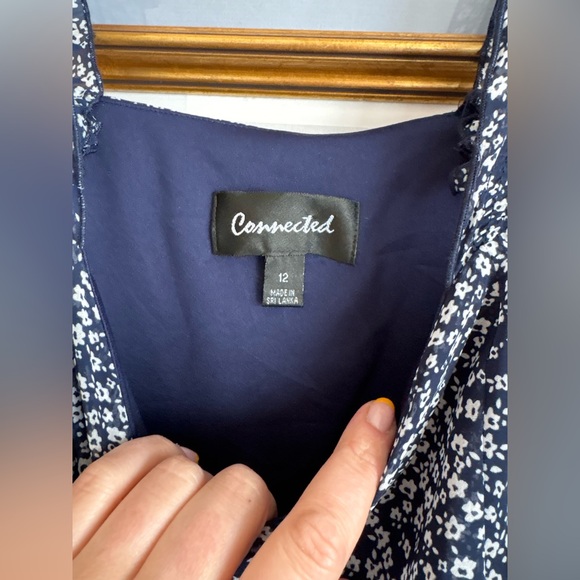 Feminine Navy & White Printed Midi Dress 12 - Picture 6 of 9